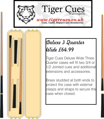 3/4 Deluxe WIDE Triple Channel  Cue Case (Holds 2 Cues)