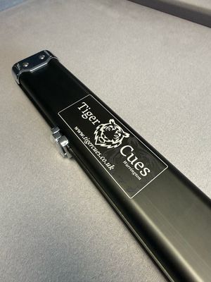 Deluxe 3Qtr Tiger Cue Case (Black - Silver Logo) Tough Aluminium