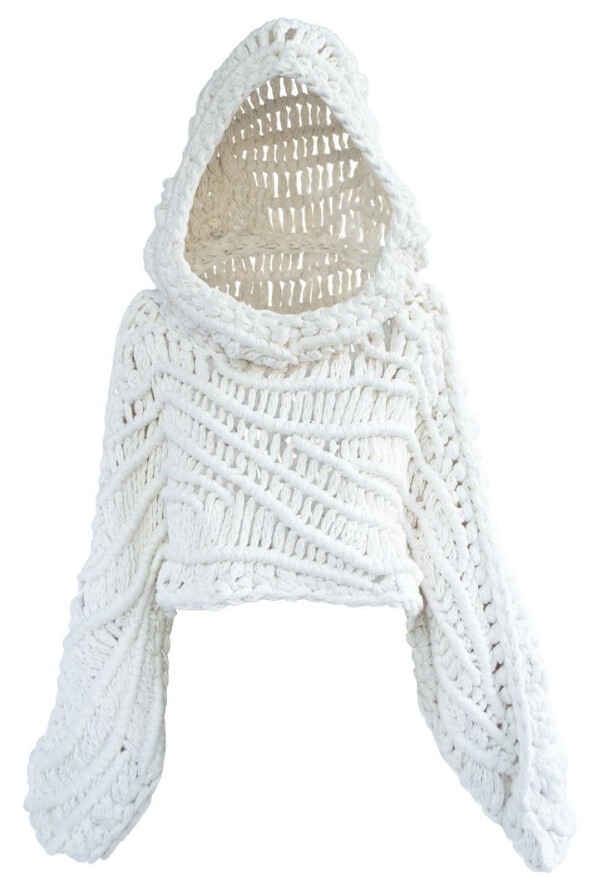 Chunky Crochet-Macrame Hoodie