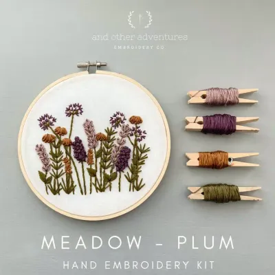 And Other Adventures Embroidery Co - Hand Embroidery KIT - Meadow in Plum