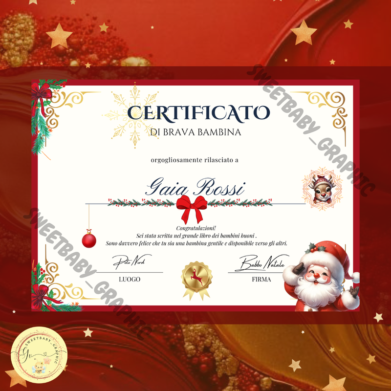 CERTIFICATO NATALIZIO BAMBINO/A BUONA PDF