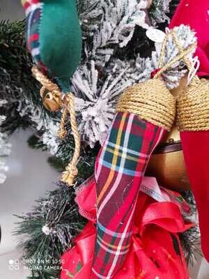 Linea Scaramantica Natalizia Cornicello Portafortuna Napoletano in Tartan dimensione 15 cm Appendino Albero