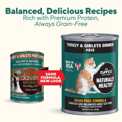 Daves Naturally Healthy Turkey & Giblets Wet Cat Food