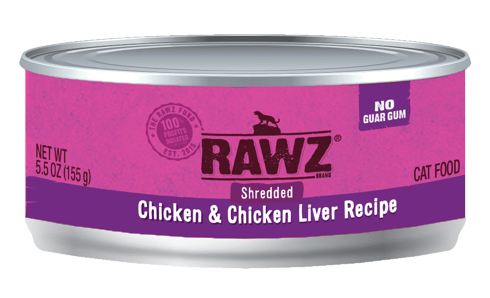 Rawz Chicken & Chicken Liver  Shredded Wet Cat Food, Size: Each