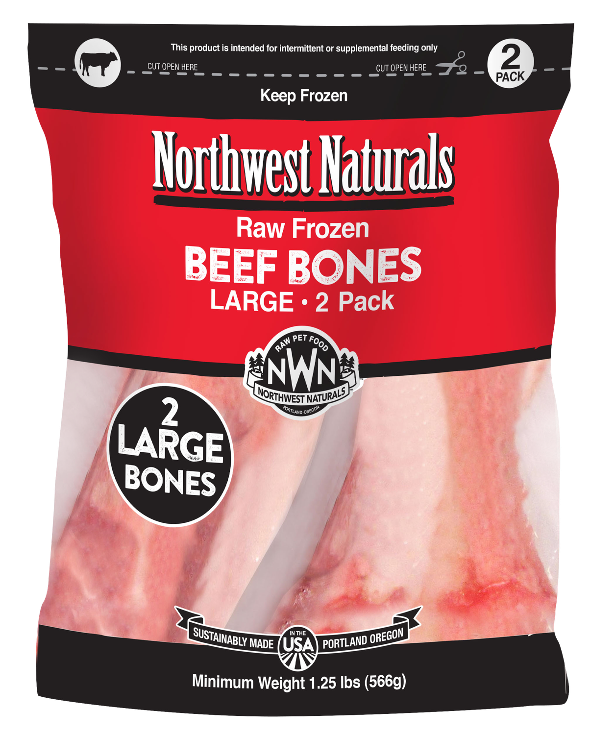 Northwest Naturals Beef bones, Size: Large 2 pk