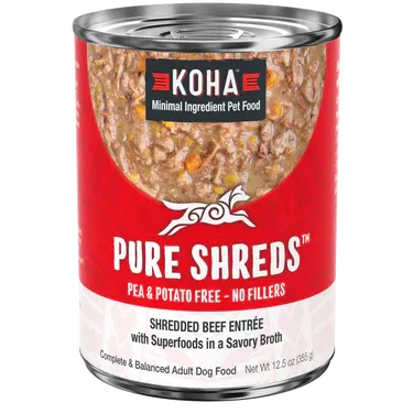Koha Shreds Wet Dog Food, Protein: Beef, Size: Each