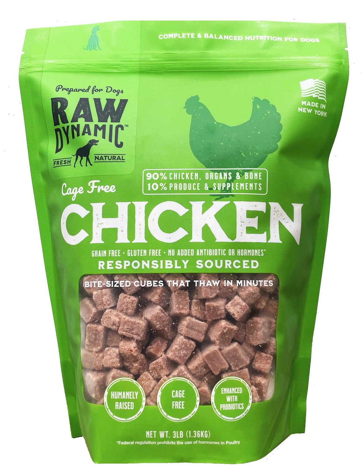 Raw Dynamic Raw Dog Food, Protein: Chicken, Size: 3lb