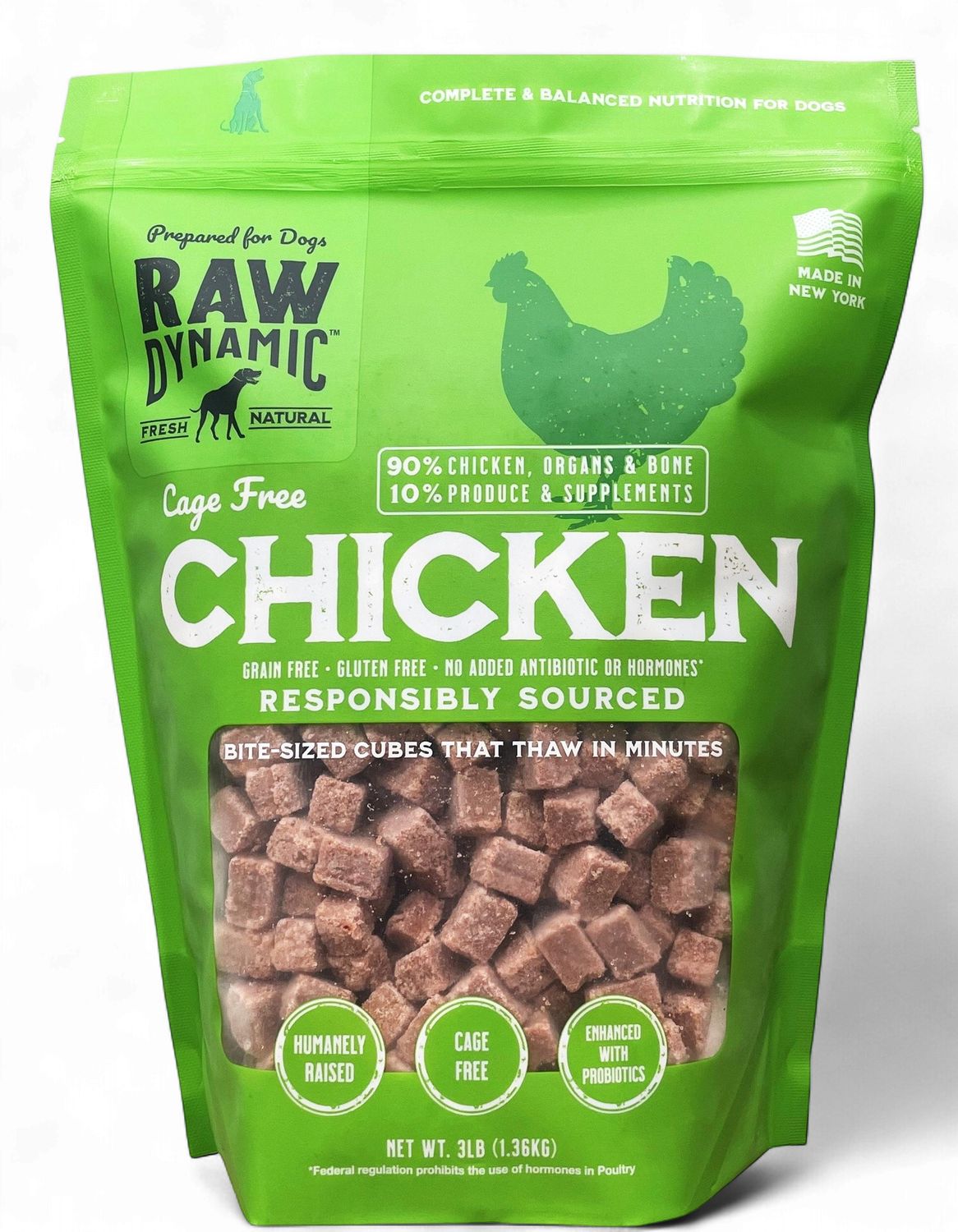 Raw Dynamic Raw Dog Food, Protein: Chicken, Size: 3lb