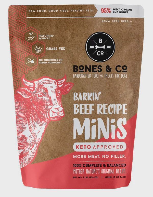 Bones & Co Raw Dog Food, Protein: Beef, Size: 3 lb