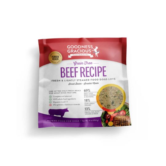 Goodness Gracious Cooked Dog Food, Protein: Beef, Size: 1lb