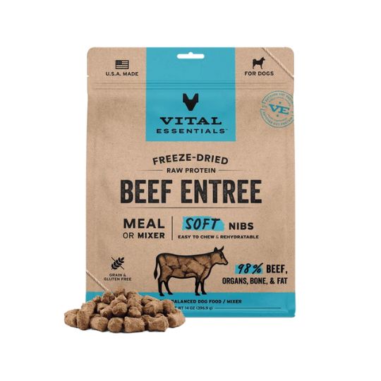 Vital Essentials Freeze Dried Soft Nibs, Protein: Beef, Size: Large 14 oz