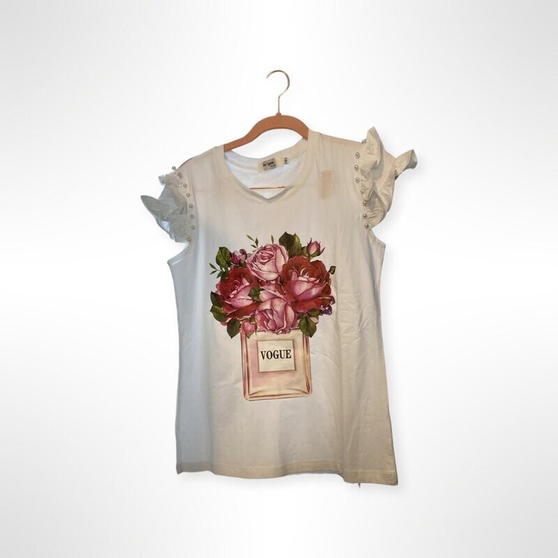 Vogue Ruffle Pearl Tank