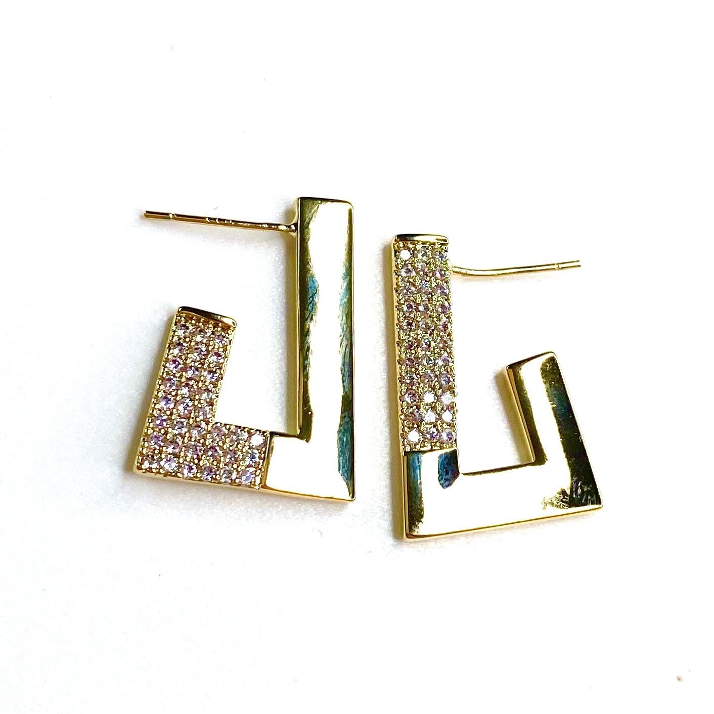 Gold Pave Crystal Earrings