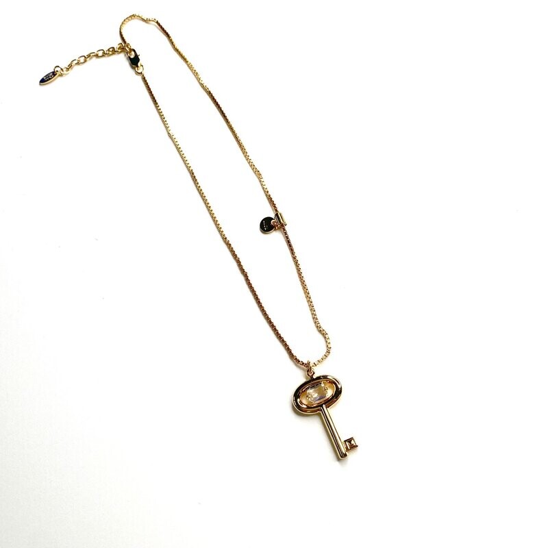 Gold Key Large Crystal Necklace
