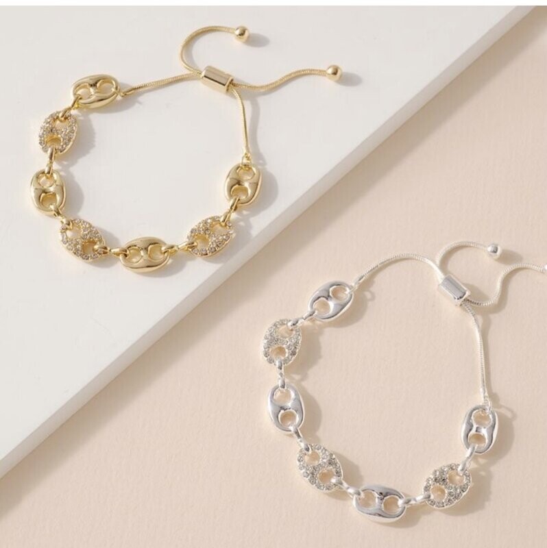 Bold Bolo Rhinestone Bracelet