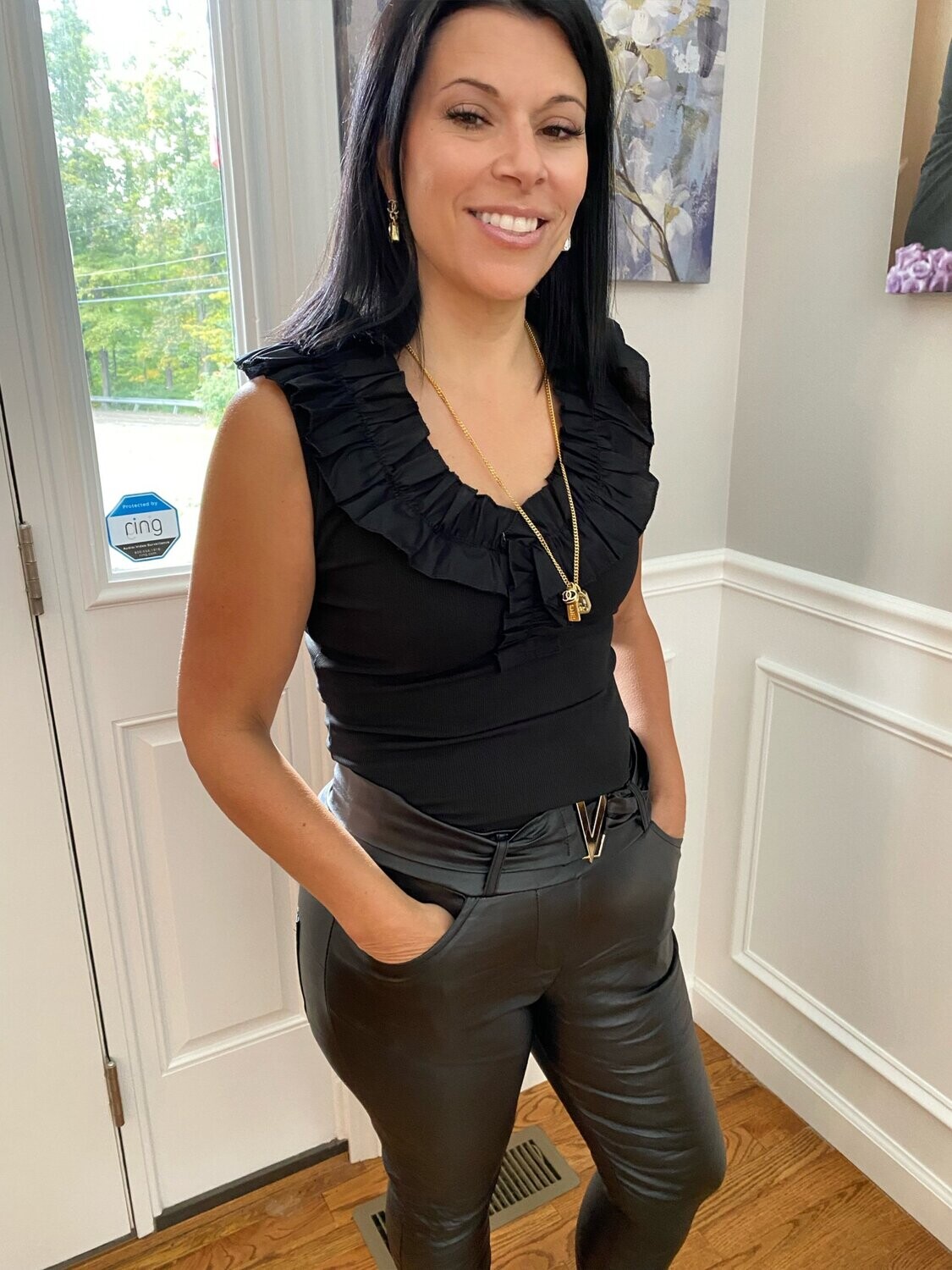 Black Pleather Italian Jogger, Select A Size:: Small