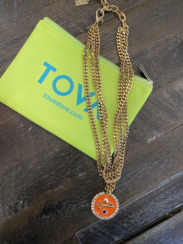 Tova Antique Gold Plated Enamel Necklace