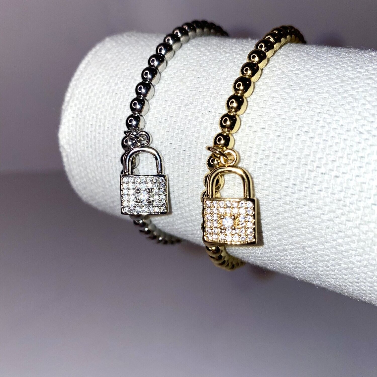Beaded Stretch Bracelet, Pick a Color:: Gold