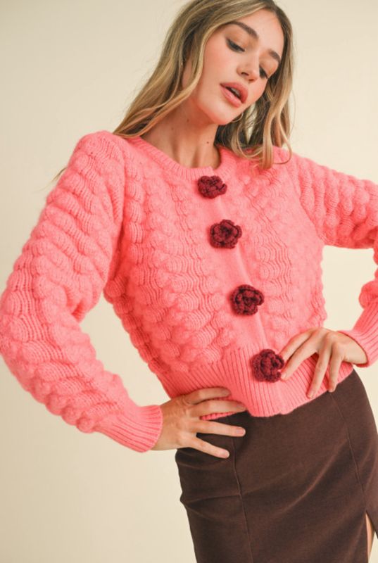 Rosette Sweater Cardigan