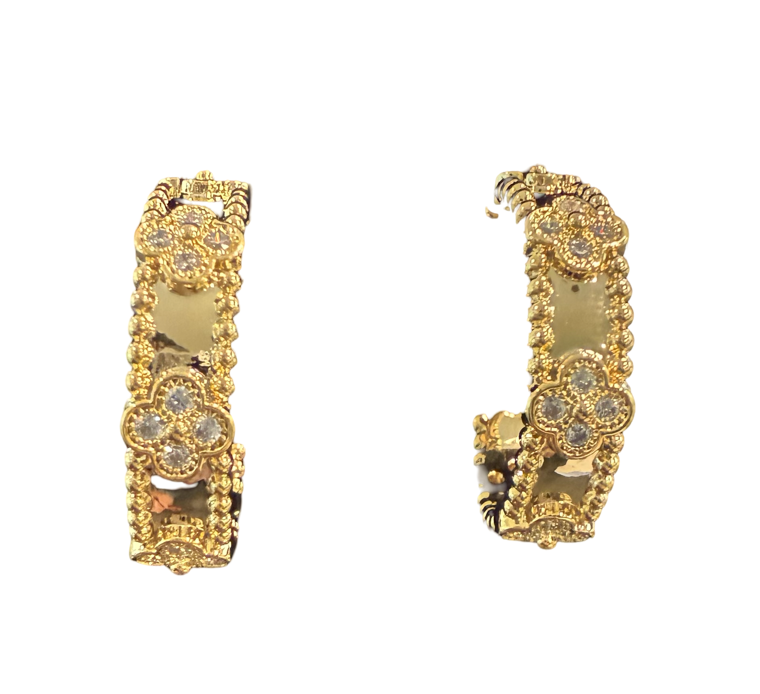 Leilah CZ Clover Hoop Earring