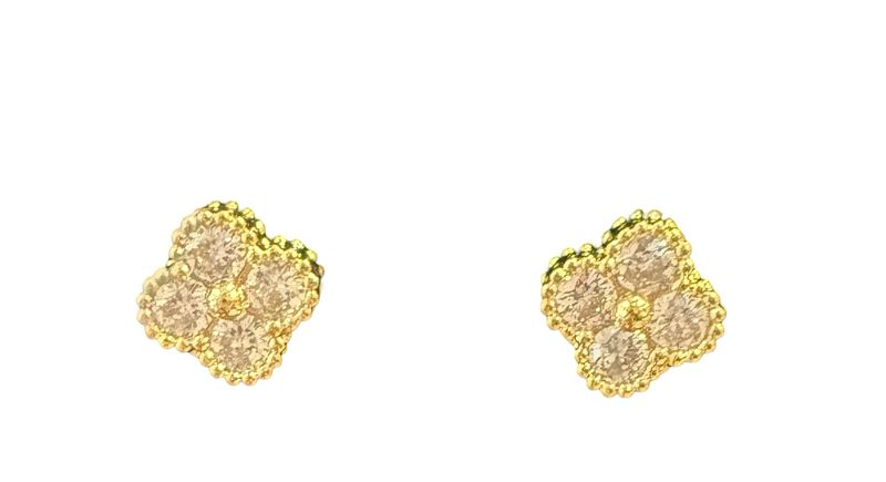 Chrysta CZ Clover Earring Gold