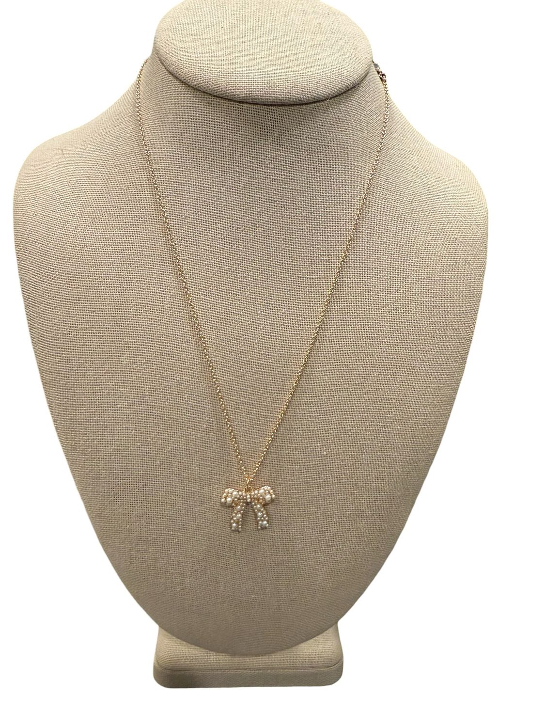 Lohan Pearl Bow Necklace Gold