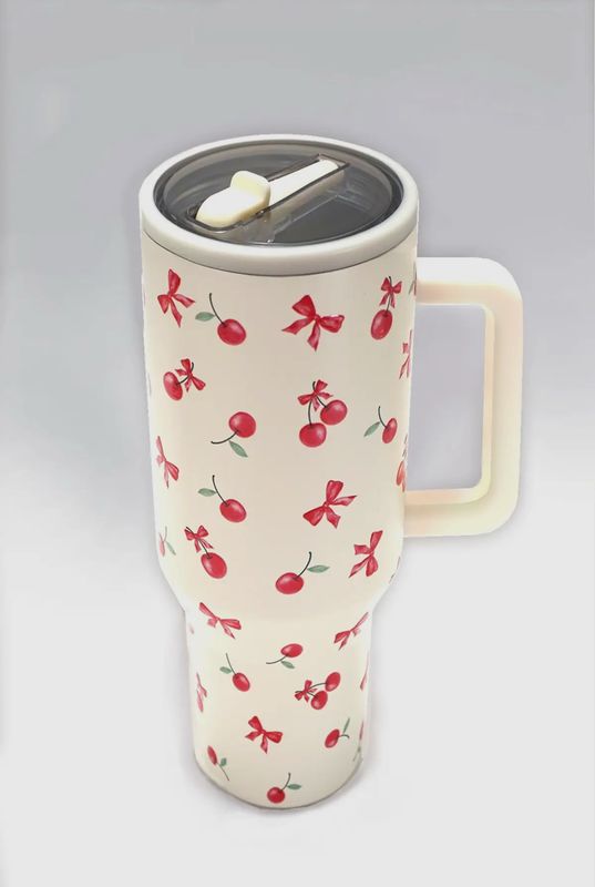 Cherry Cream Steel Vacuum Tumbler