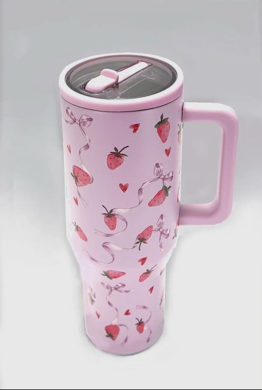 Strawberry Pink Sand Stainless Steel Vacuum Tumbler
