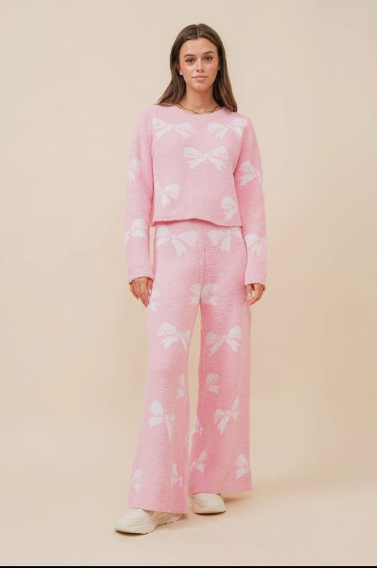 Bow Print Cozy Sweater Set