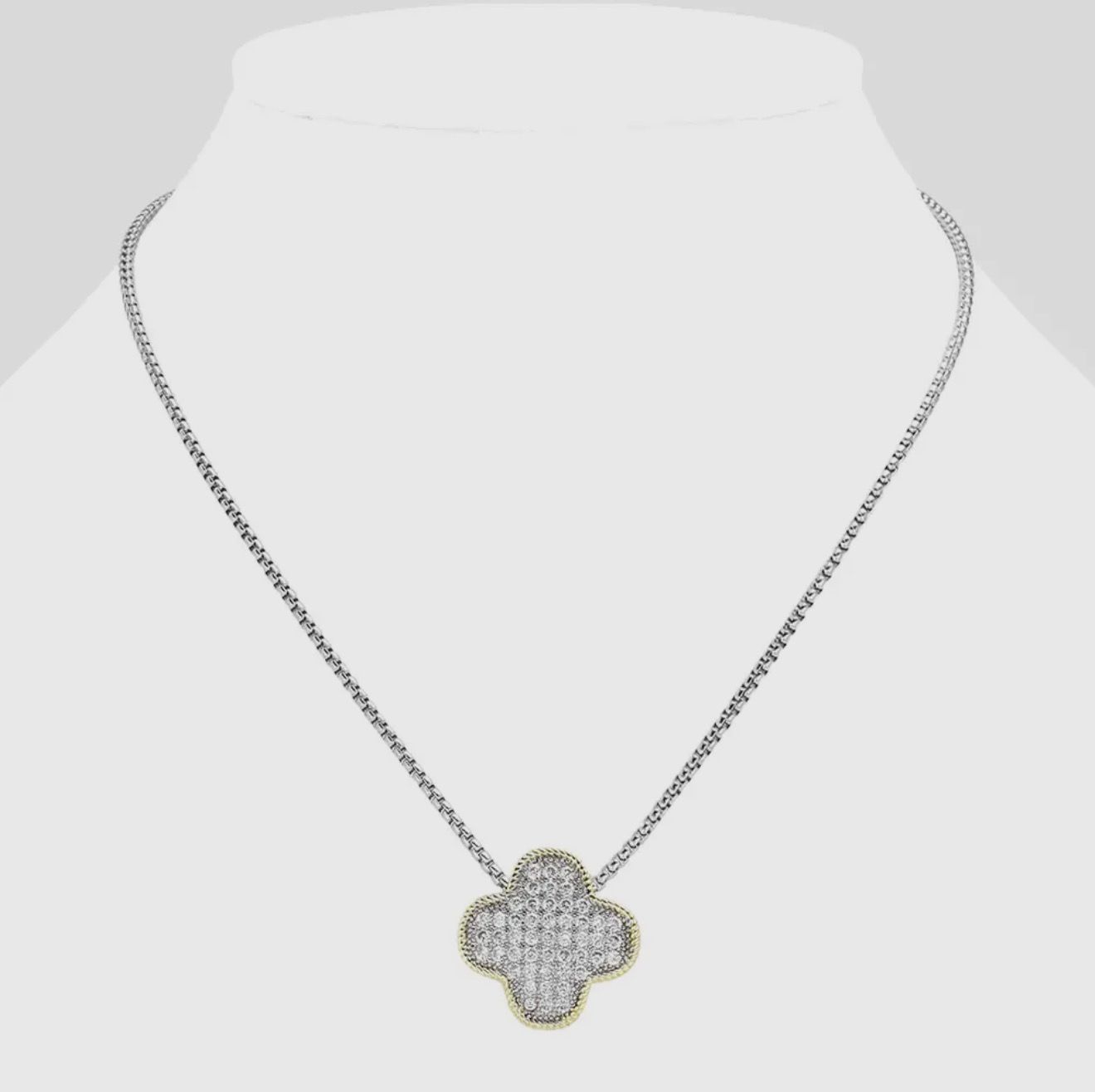 CZ Gold Plated Stone Paved Quarter Foil Pendant Necklace