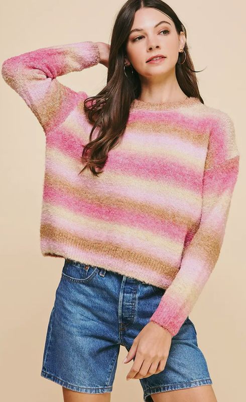 Pink Multi Striped Sweater