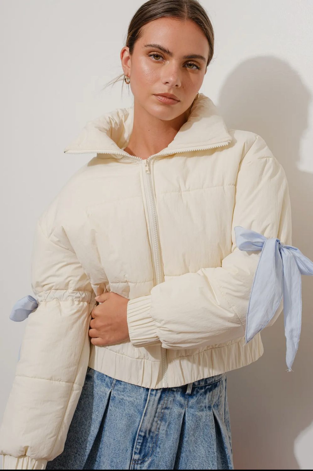 Bow Puffer Jacket 2 Colors