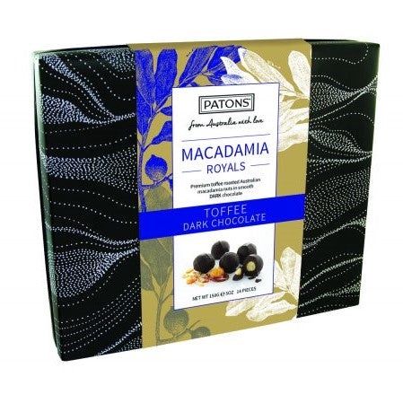 Patons Royals Dark Chocolate Toffee Macadamia Gift Box 150g