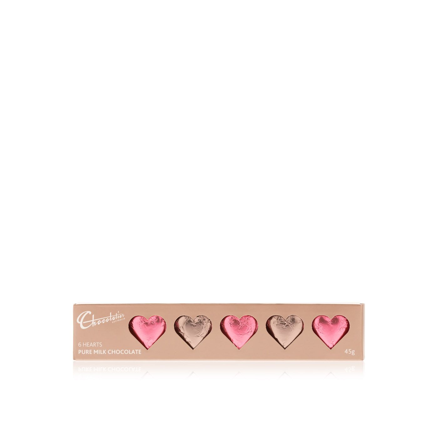 Chocolatier Hearts Pink &amp; Mocha Foiled 6 Pack 45g