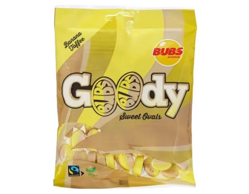Bubs Godis Goody Banana Toffee Sweet Ovals Swedish candy 90g