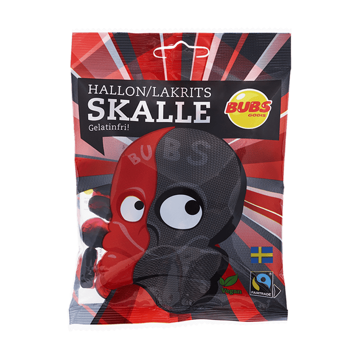 Bubs Bub's Raspberry &amp; Licorice Skulls Swedish Candy 90g