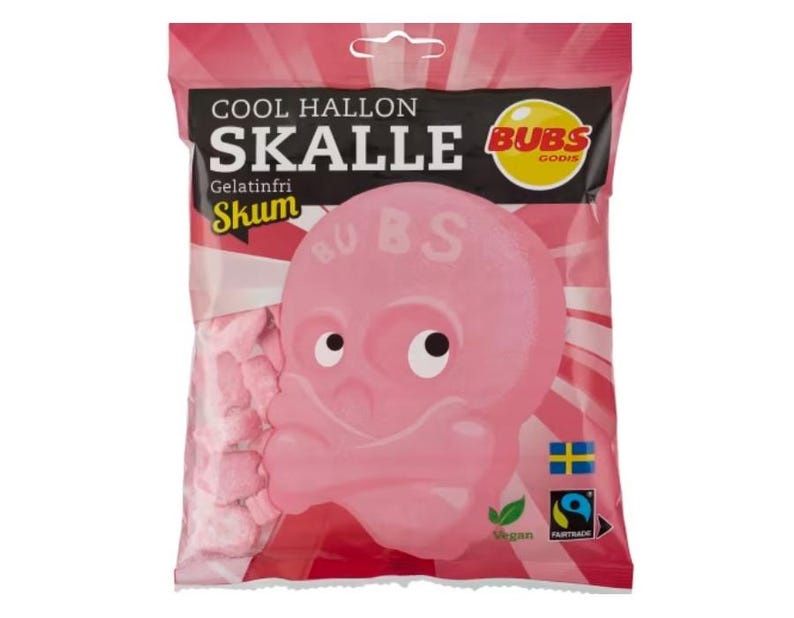 Bubs Godis Cool Hallon Skalle Swedish Candy 90g