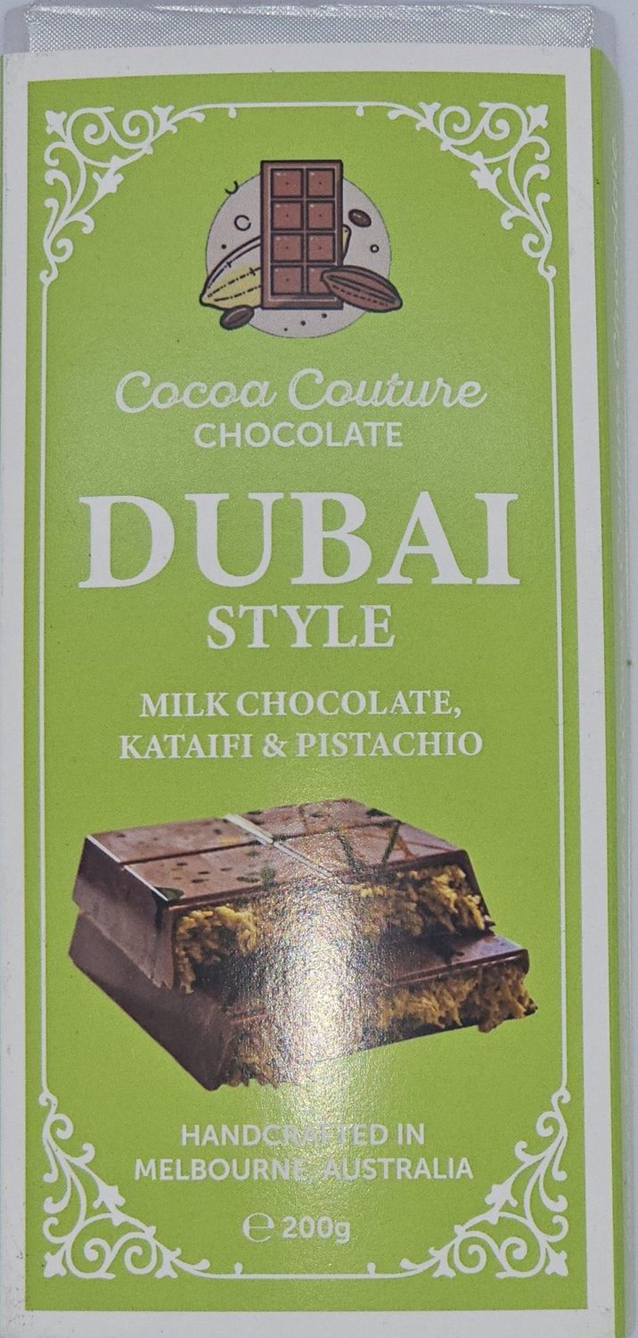 Cocoa Couture Dubai Milk Chocolate Pistachio 200g