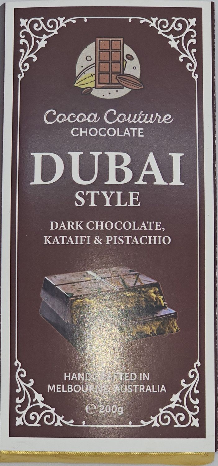 Cocoa Couture Dubai Dark Chocolate Pistachio 200g