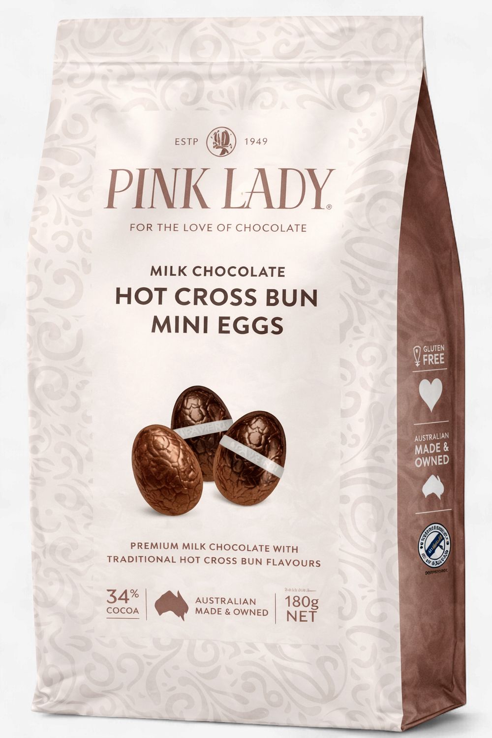 Pink Lady - Mini Hot Cross Bun Milk Chocolate Eggs 180g