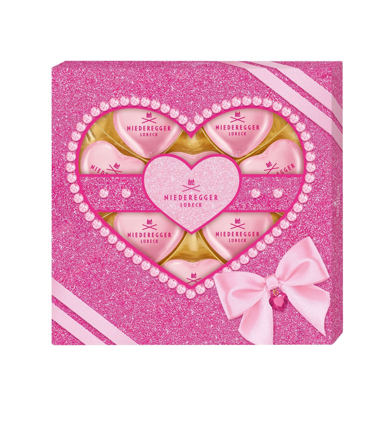Niederegger Hearts Pralinesa with Marc De Champagne Praline Filling White Chocolate 125g