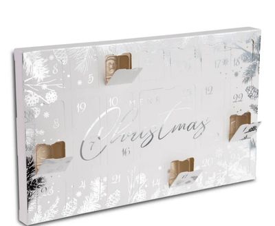 Calendrier de l'avent blanc argenté