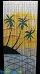 Sunset Palm Scene Painted Bamboo Curtain