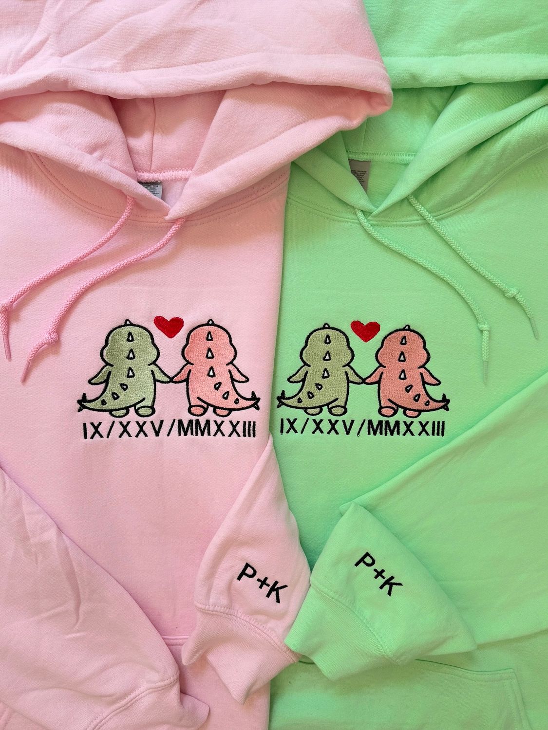 Dinos Holding Hands Matching Set - custom sleeves &amp; roman numerals under design option