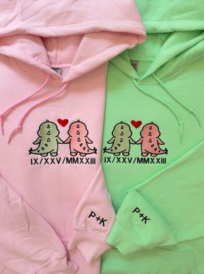 Dinos Holding Hands Matching Set - custom sleeves &amp; roman numerals under design option
