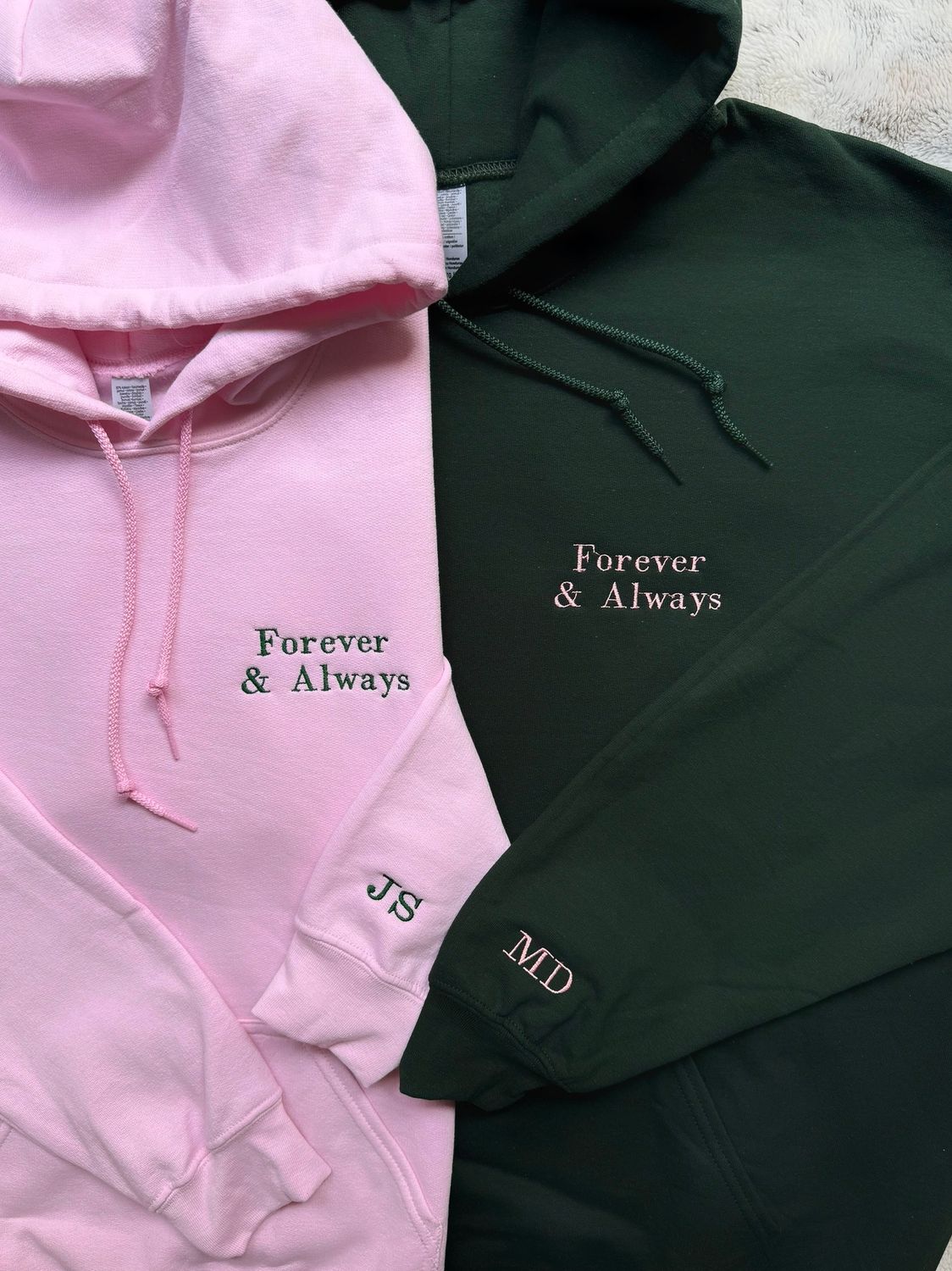 Forever &amp; Always Matching Couples Embroidery Set - custom sleeve embroidery