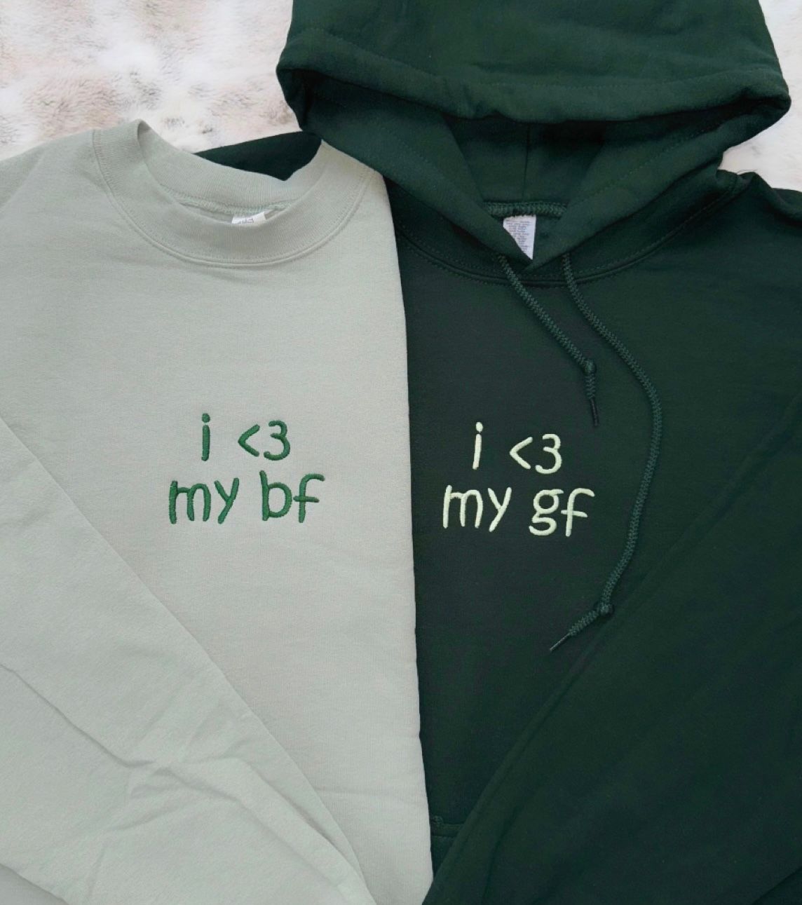 I &lt;3 My BF/ GF Doodle Matching Couples Embroidery Set - custom sleeve option