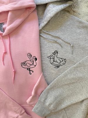 Duck &amp; Flamingo Floaties Matching Couples/ Besties Set - custom sleeve option