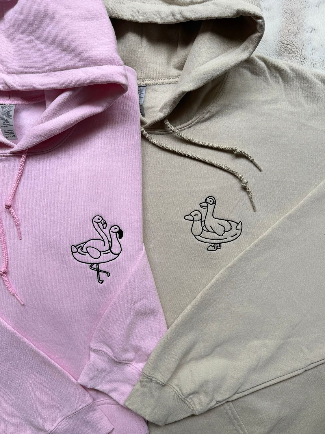 Duck &amp; Flamingo Floaties Matching Couples/ Besties Set - custom sleeve option