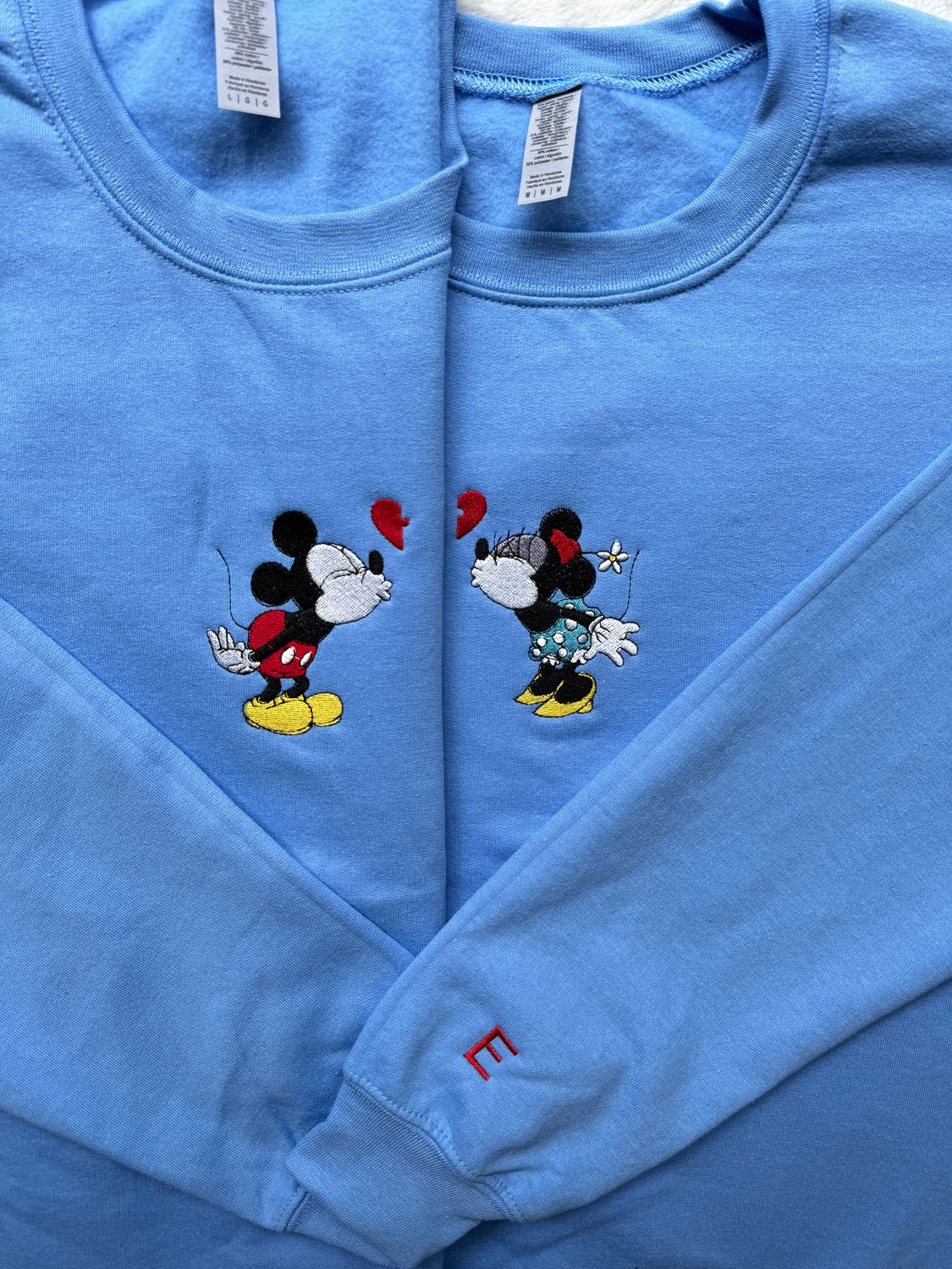Mouse Love Matching Couples Embroidery Set - custom sleeves &amp; roman numerals under design option